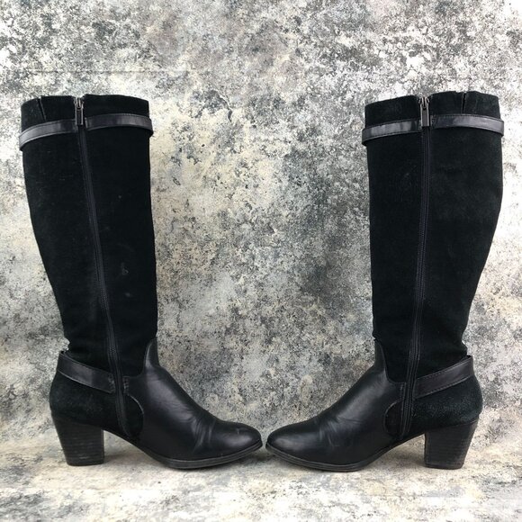 GH Bass & Co Women's Size 8M Noreen Black Leather Block Heel Knee High Boots - Picture 11 of 16